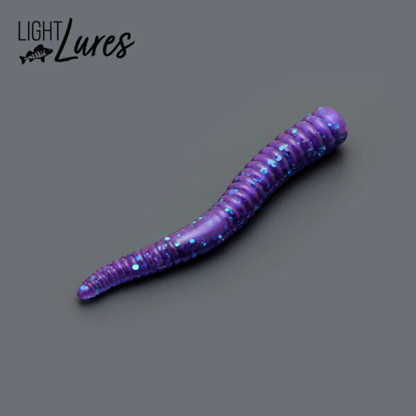 worm 7cm 7,5 cm violet lila paars glitter groen blauw nedrig ned rig lightlures light Lures ultra light Lures ultralight Lures ultralight bait ultralight lures baits softbait softlure vissen baars snoekbaars roofvis