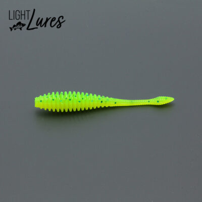 ribbeltje 7 cm fluo chartreuse geel groen uv yellow green worm wurm dropshot kickback rig nedrig texas rig carolina rig crig softbait kunstaas lure snoekbaars baars zander barsch perch aborre gös gos